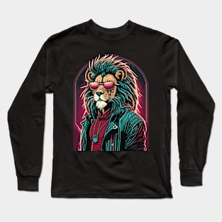 King of the Urban Savanna: Lion's Selfie Adventure Long Sleeve T-Shirt